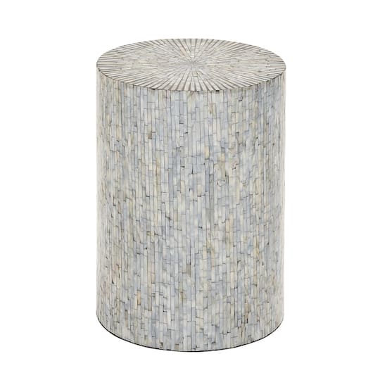 20&#x22; Multicolor Shell &#x26; Wood Contemporary Accent Table